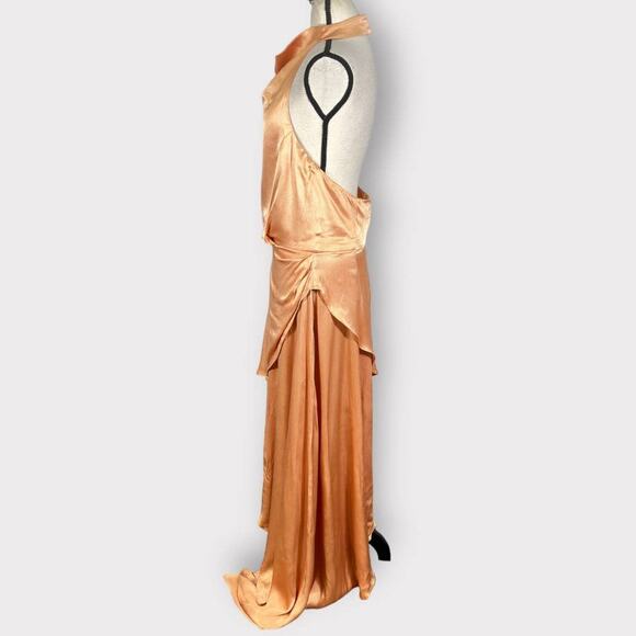 Elliatt Lambent Asymmetric Halter Dress Women's Large Camel Backless NWT - Picture 4 of 10